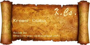 Kremer Csaba névjegykártya